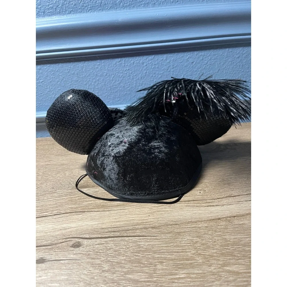 Disney Parks Minnie Mouse Ears‎ Black Sequin Pink Polka Dot Bow Youth Hat